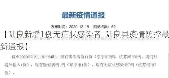 【陆良新增1例无症状感染者  陆良县疫情防控最新通报】