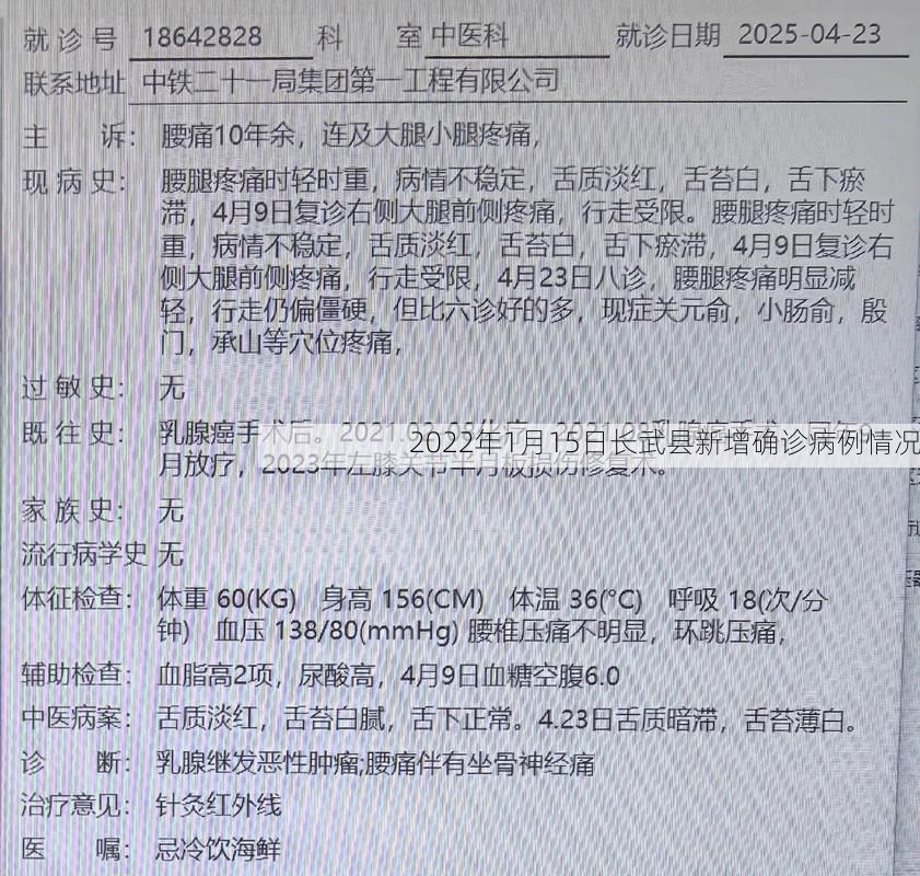 2022年1月15日长武县新增确诊病例情况