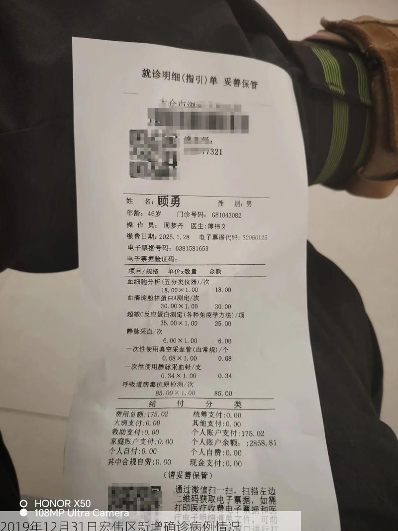 2019年12月31日宏伟区新增确诊病例情况