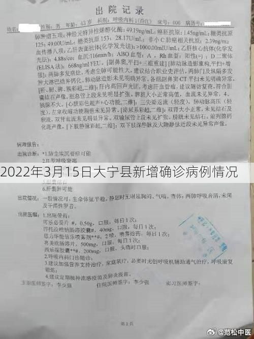 2022年3月15日大宁县新增确诊病例情况