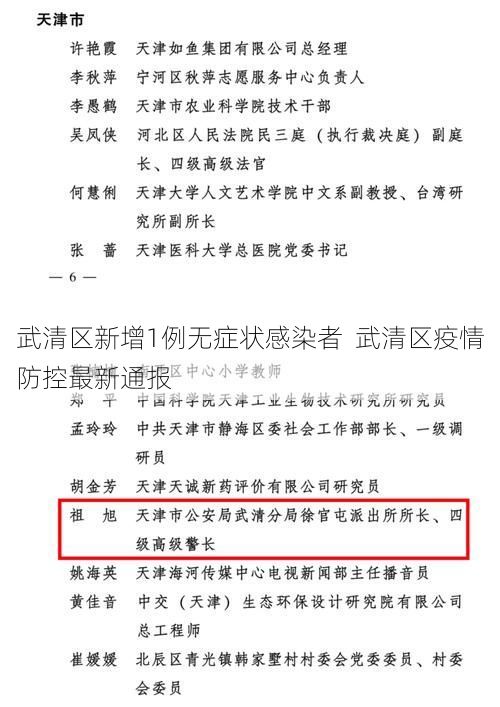 武清区新增1例无症状感染者  武清区疫情防控最新通报