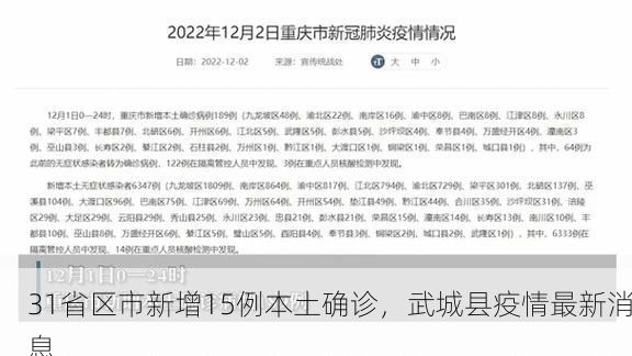 31省区市新增15例本土确诊，武城县疫情最新消息