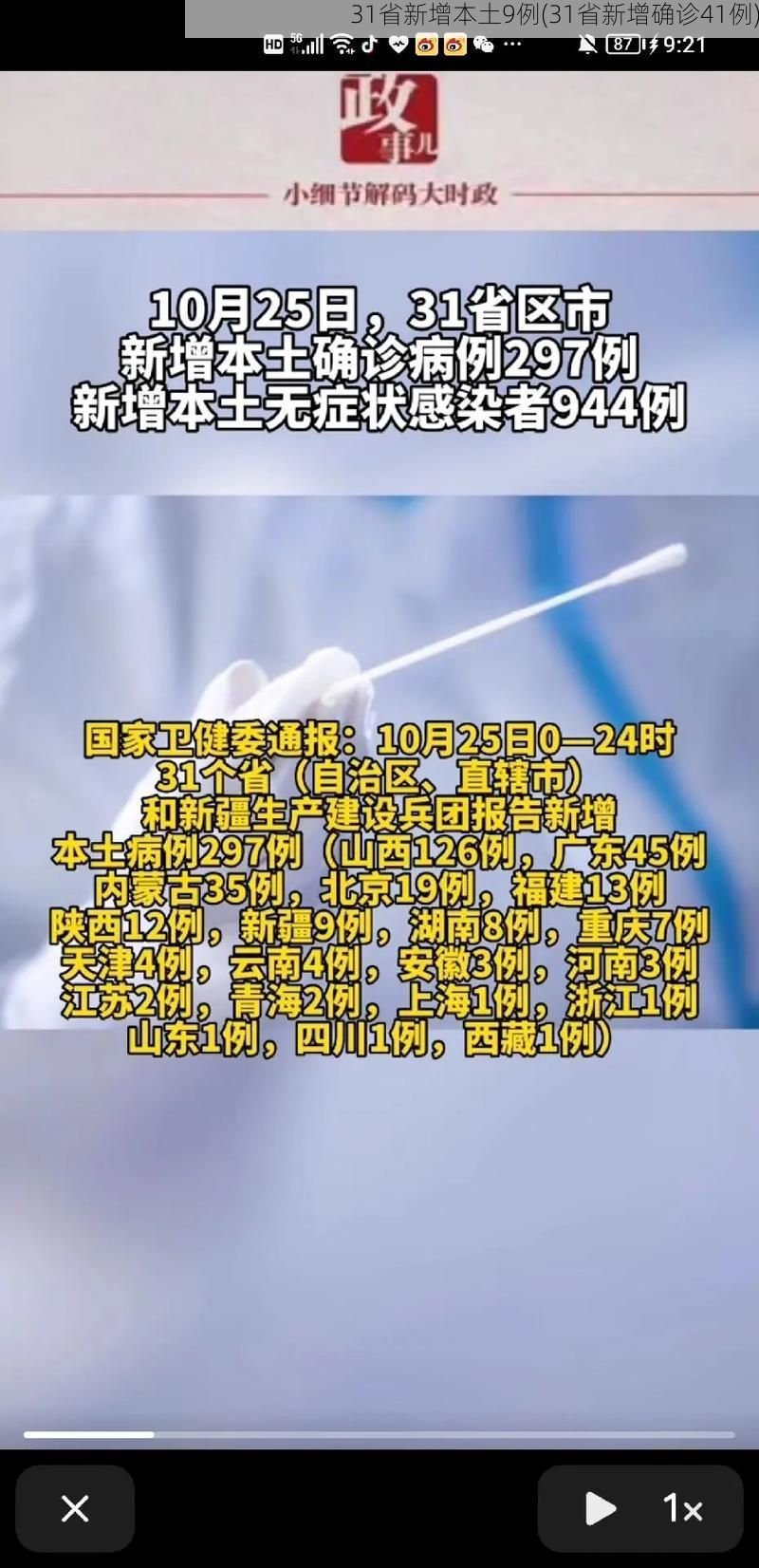 31省新增本土9例(31省新增确诊41例)