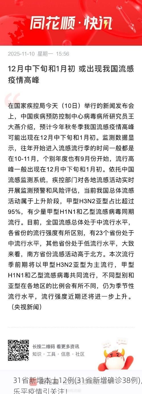 31省新增本土12例(31省新增确诊38例)，乐平疫情引关注！