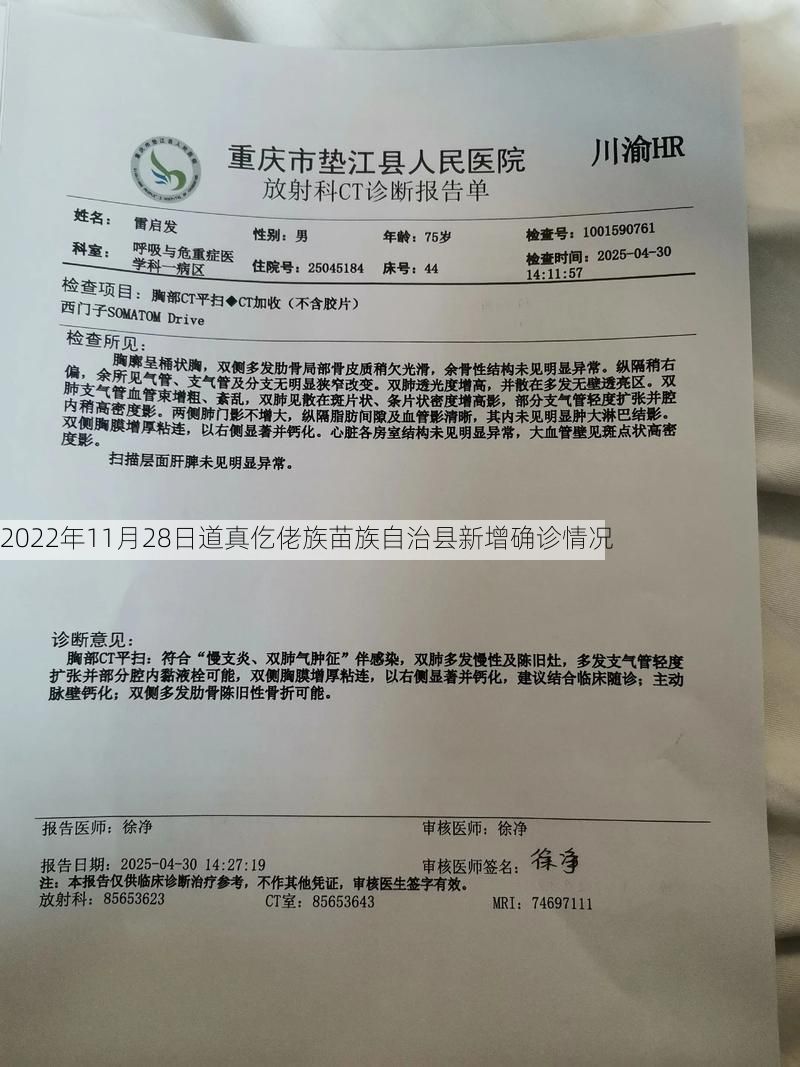 2022年11月28日道真仡佬族苗族自治县新增确诊情况