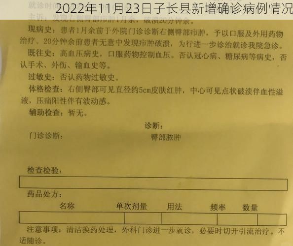 2022年11月23日子长县新增确诊病例情况