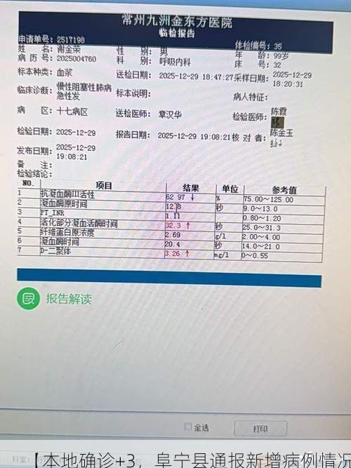 【本地確診+3，阜寧縣通報(bào)新增病例情況】