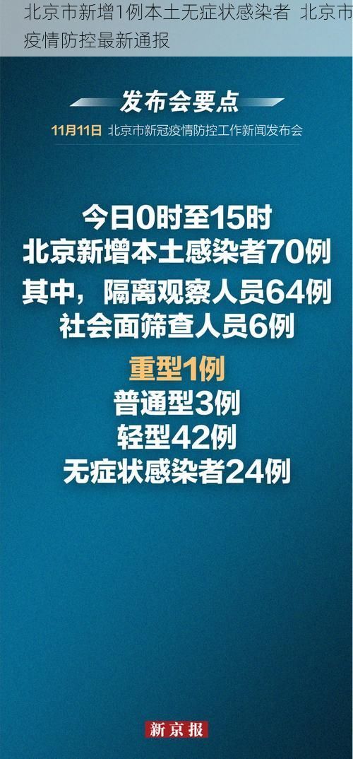 北京市新增1例本土無癥狀感染者  北京市疫情防控最新通報