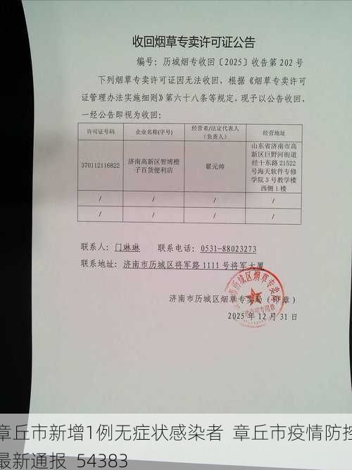 章丘市新增1例无症状感染者  章丘市疫情防控最新通报_54383