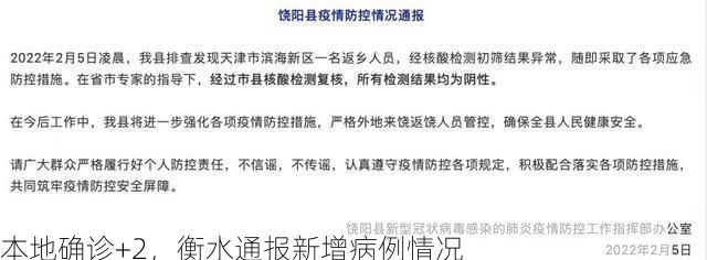 本地确诊+2，衡水通报新增病例情况