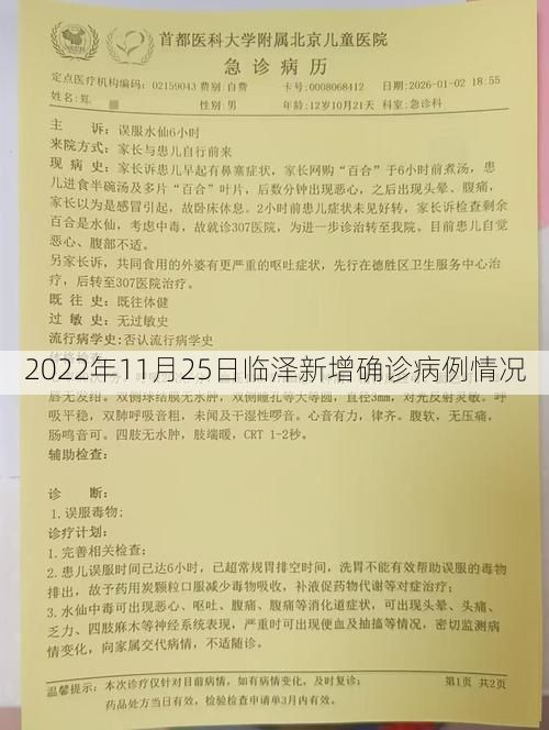 2022年11月25日臨澤新增確診病例情況