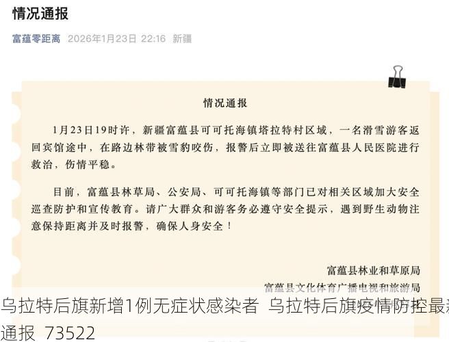 烏拉特后旗新增1例無(wú)癥狀感染者  烏拉特后旗疫情防控最新通報(bào)_73522