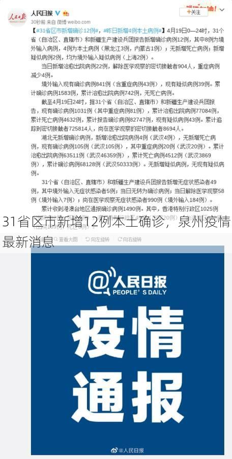 31省区市新增12例本土确诊，泉州疫情最新消息