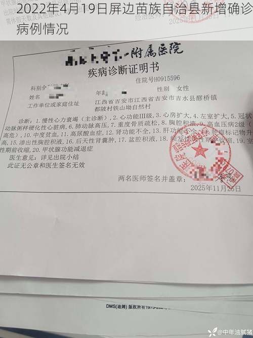 2022年4月19日屏邊苗族自治縣新增確診病例情況