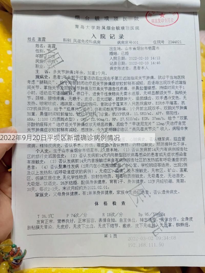 2022年9月20日平坝区新增确诊病例情况