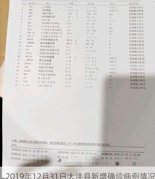 2019年12月31日大洼县新增确诊病例情况
