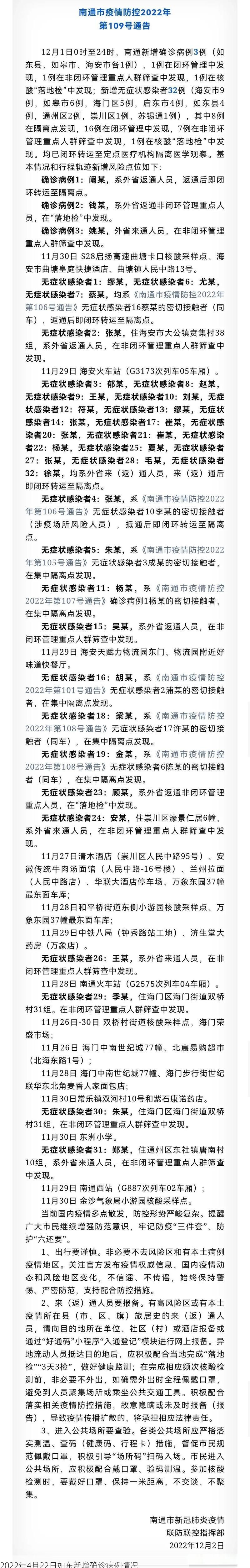 2022年4月22日如东新增确诊病例情况