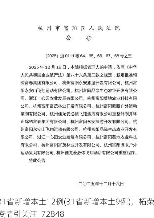 31省新增本土12例(31省新增本土9例)，柘荣疫情引关注_72848