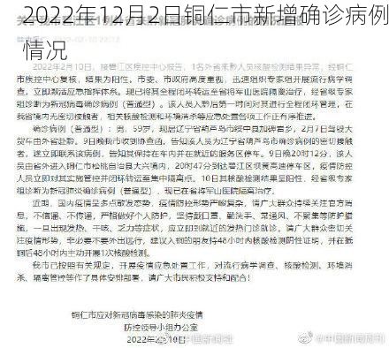 2022年12月2日铜仁市新增确诊病例情况