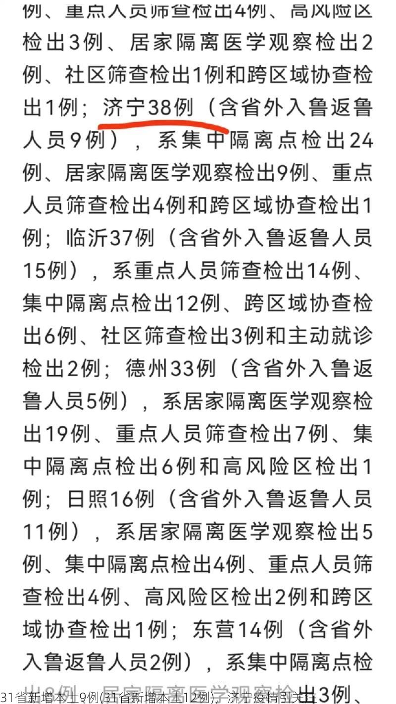 31省新增本土9例(31省新增本土12例)，济宁疫情引关注