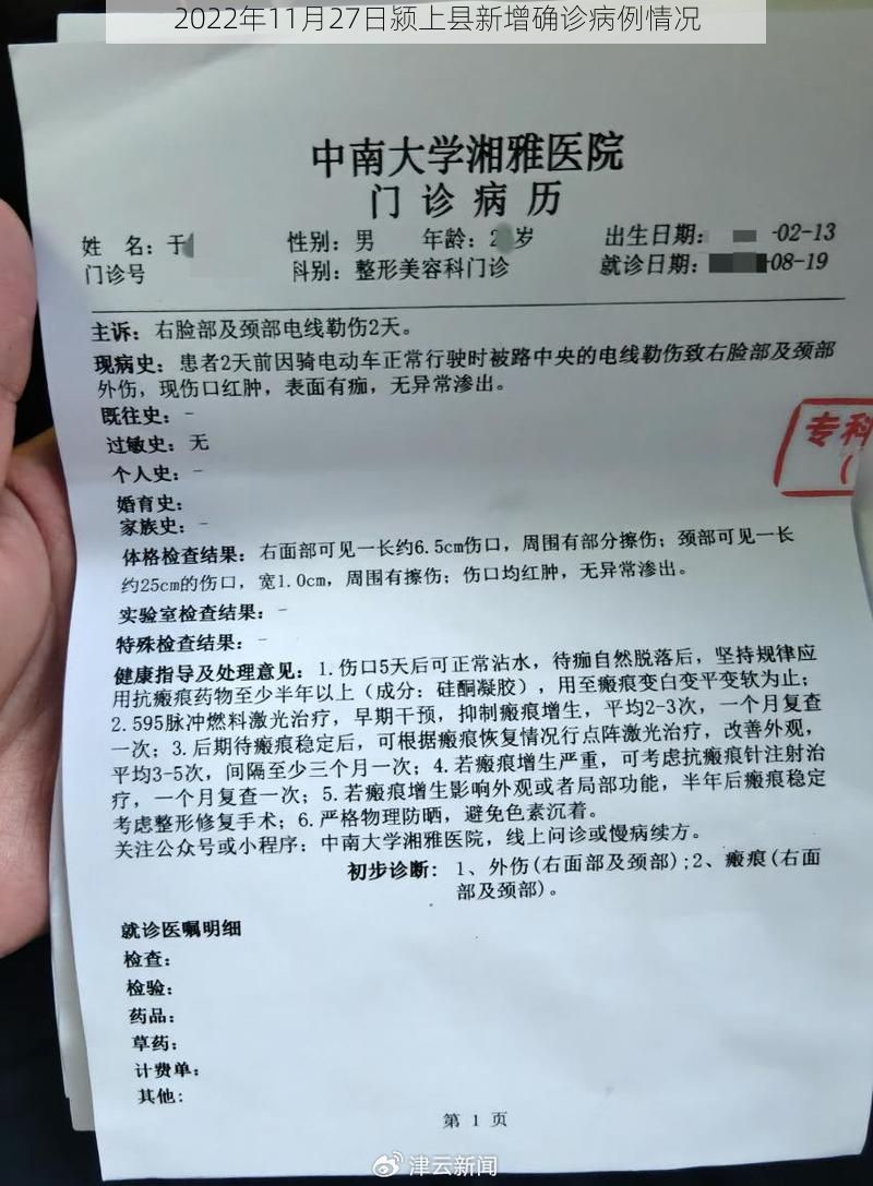 2022年11月27日颍上县新增确诊病例情况