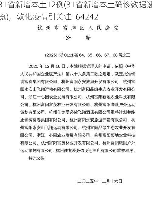 31省新增本土12例(31省新增本土确诊数据速览)，敦化疫情引关注_64242