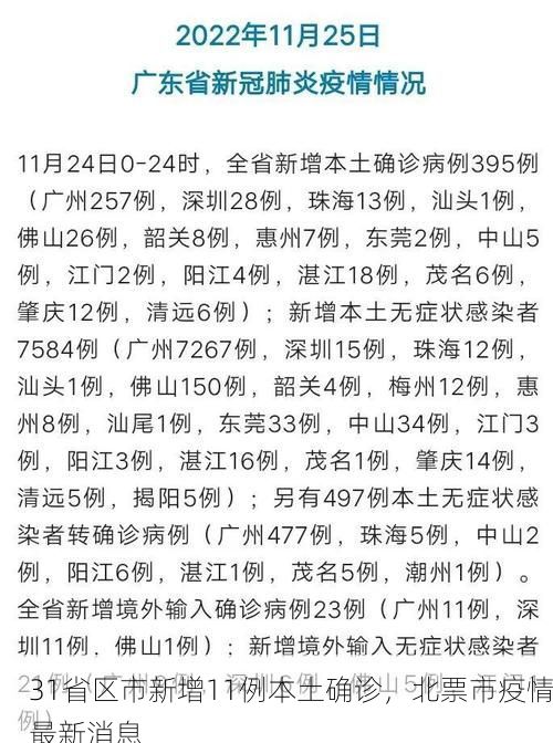 31省区市新增11例本土确诊，北票市疫情最新消息