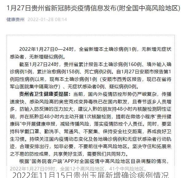 2022年11月15日贵州玉屏新增确诊病例情况