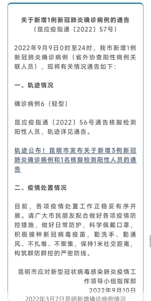 2022年3月7日昆明新增确诊病例情况