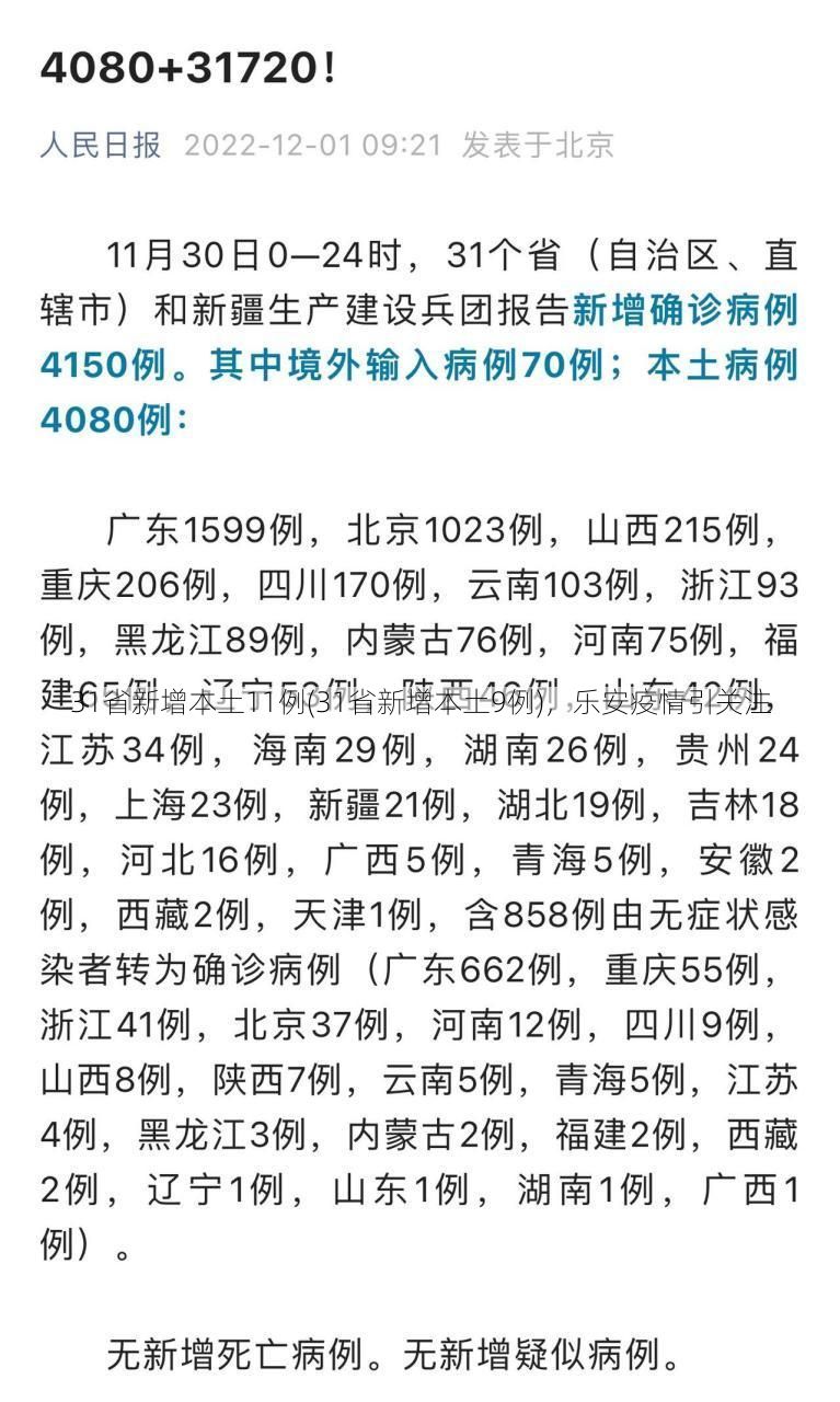 31省新增本土11例(31省新增本土9例)，乐安疫情引关注