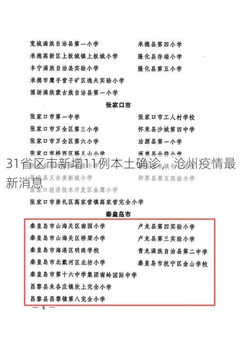 31省区市新增11例本土确诊，沧州疫情最新消息