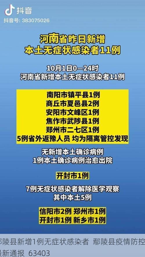 鄢陵县新增1例无症状感染者  鄢陵县疫情防控最新通报_63403