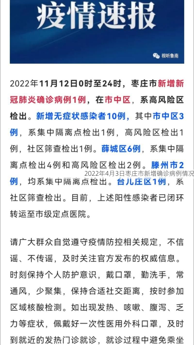 2022年4月3日枣庄市新增确诊病例情况