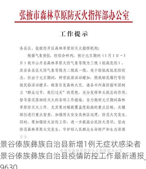 景谷傣族彝族自治县新增1例无症状感染者  景谷傣族彝族自治县疫情防控工作最新通报_69630