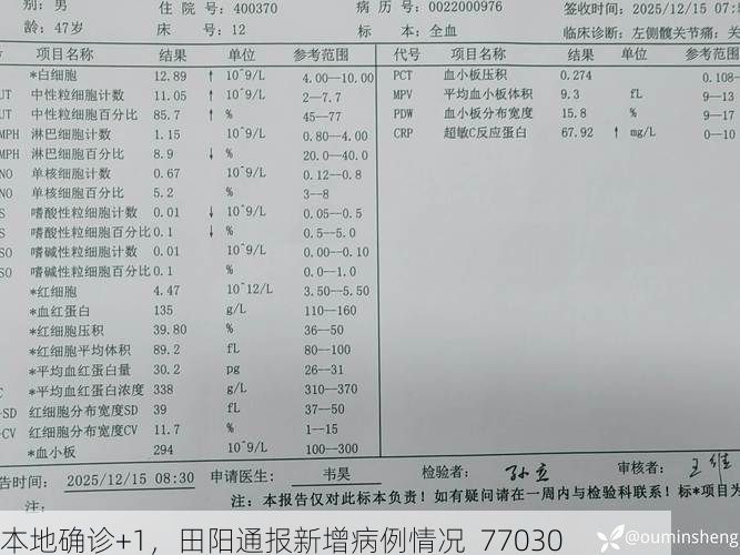 本地确诊+1，田阳通报新增病例情况_77030