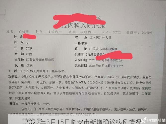 2022年3月15日临安市新增确诊病例情况