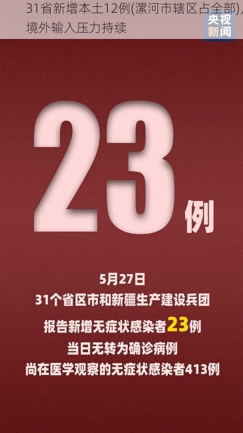 31省新增本土12例(漯河市辖区占全部)，境外输入压力持续