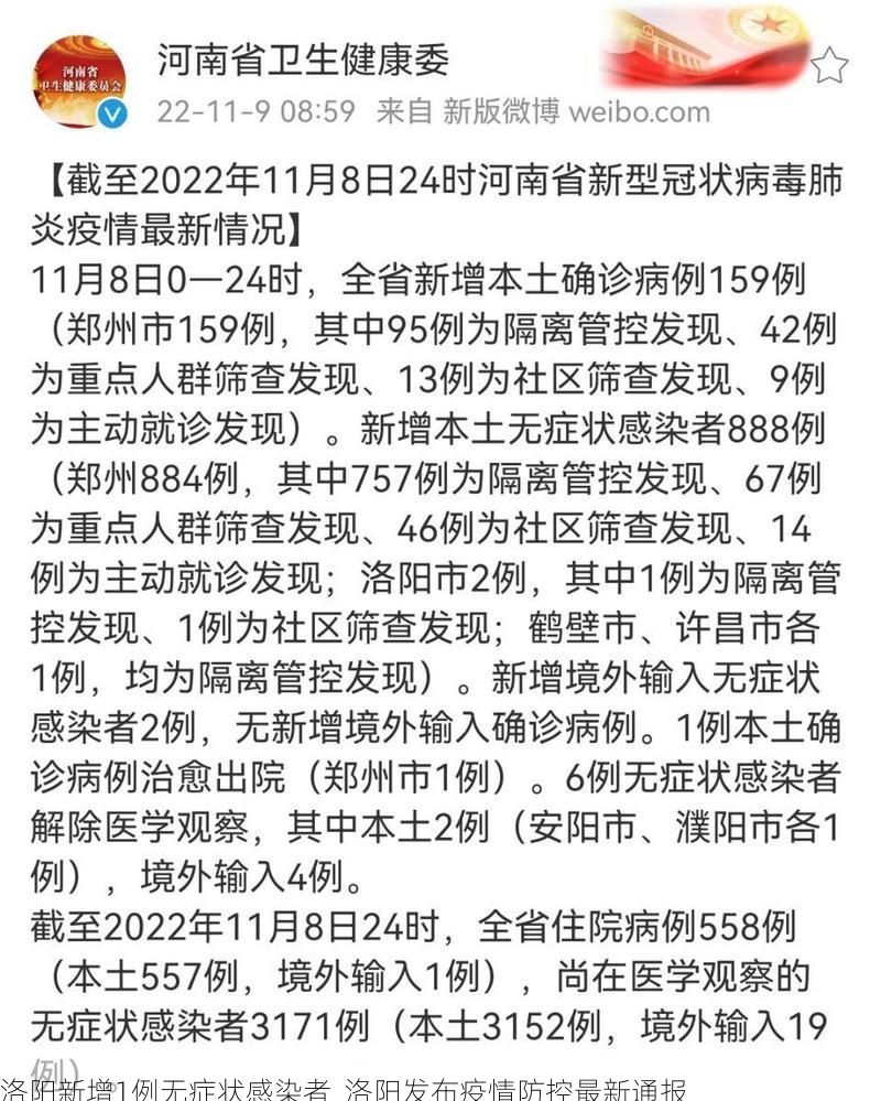 洛阳新增1例无症状感染者  洛阳发布疫情防控最新通报