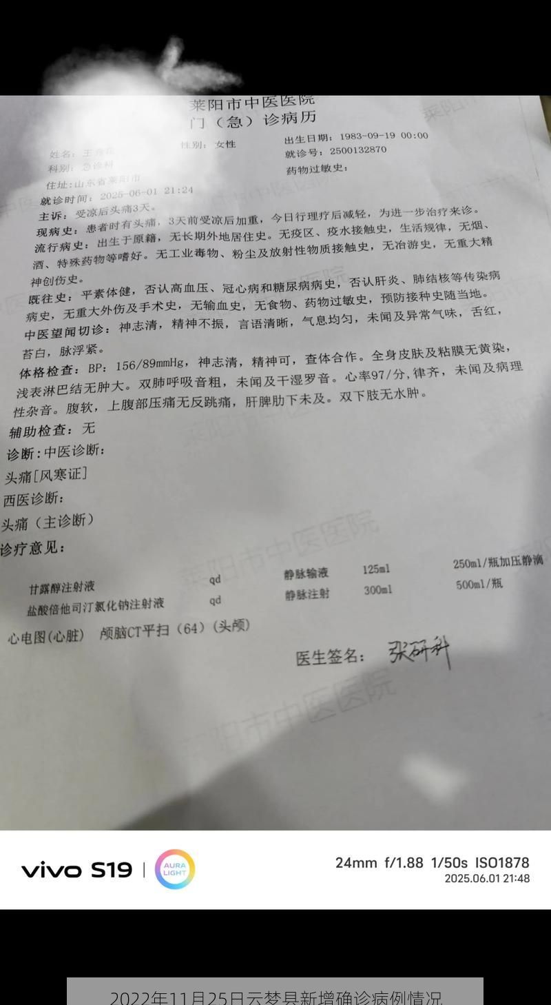 2022年11月25日云梦县新增确诊病例情况