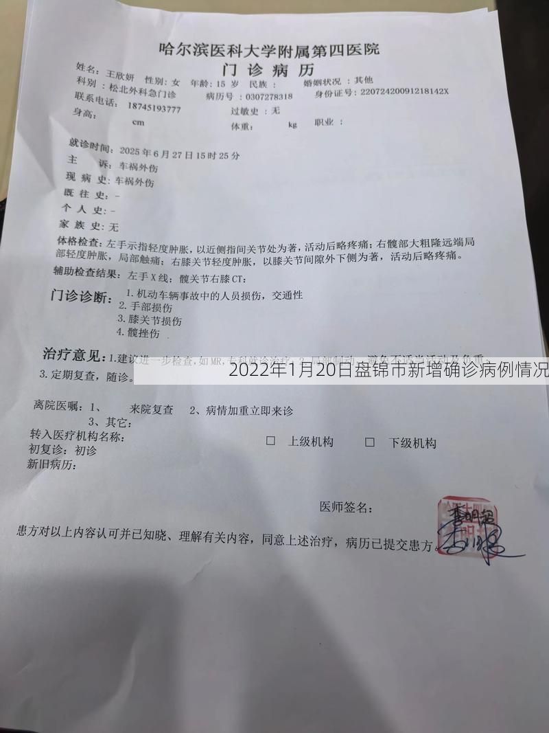 2022年1月20日盘锦市新增确诊病例情况