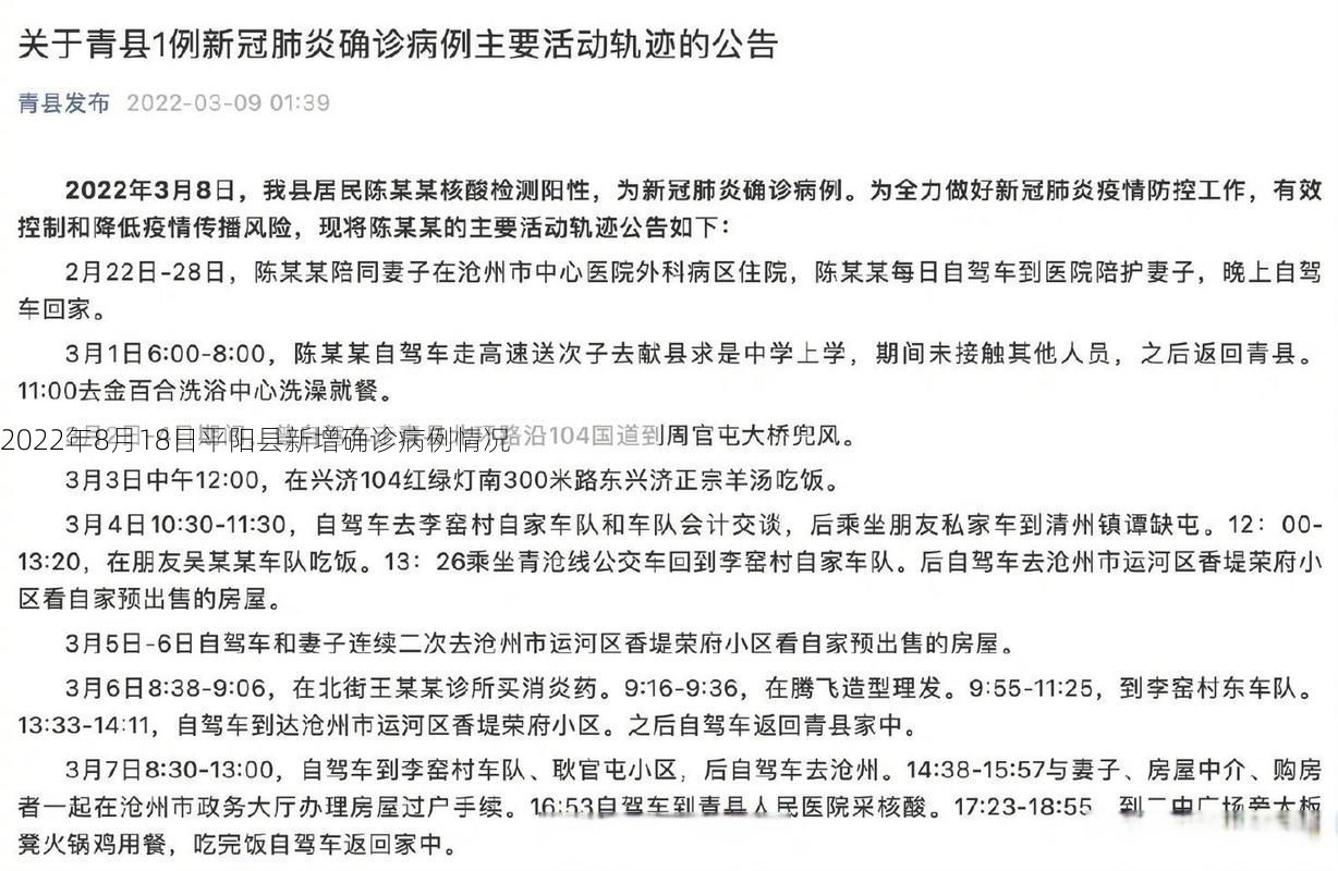 2022年8月18日平阳县新增确诊病例情况