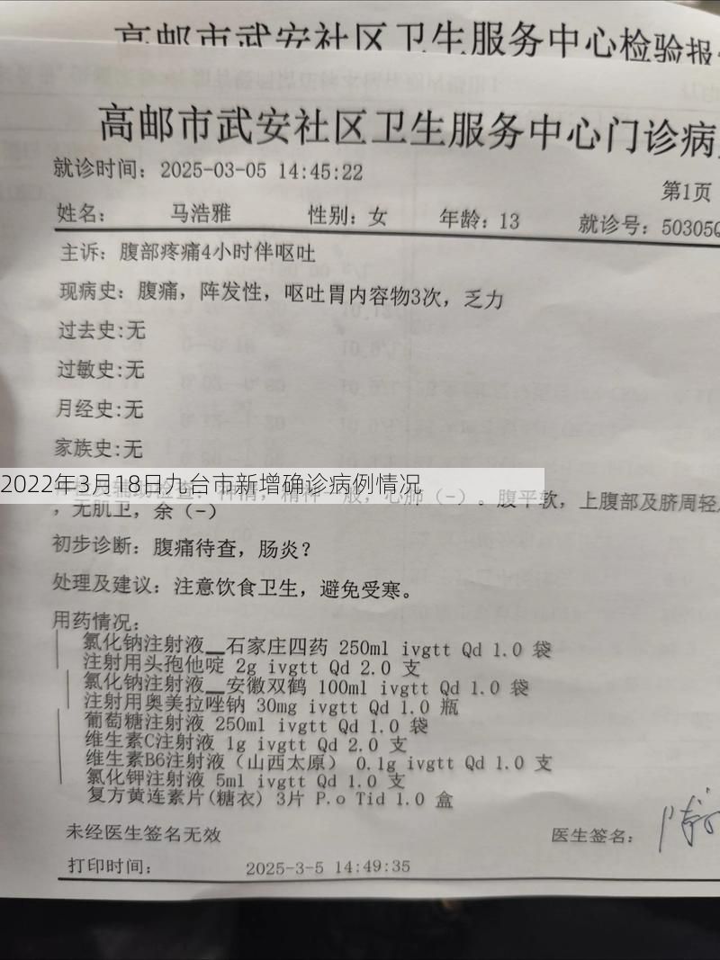 2022年3月18日九台市新增确诊病例情况
