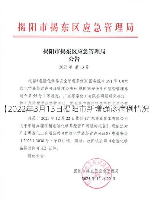 【2022年3月13日揭阳市新增确诊病例情况】