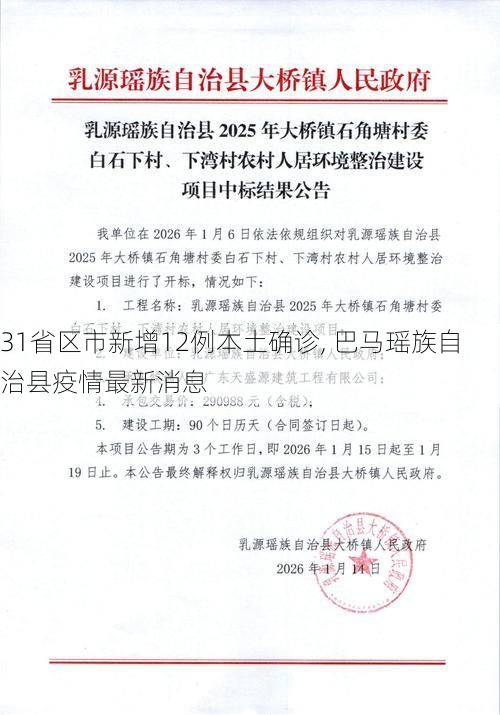 31省区市新增12例本土确诊, 巴马瑶族自治县疫情最新消息