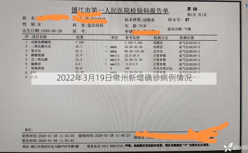 2022年3月19日常州新增确诊病例情况