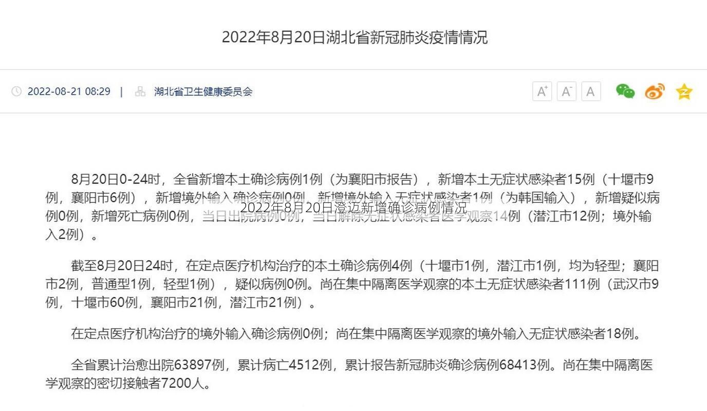 2022年8月20日澄迈新增确诊病例情况