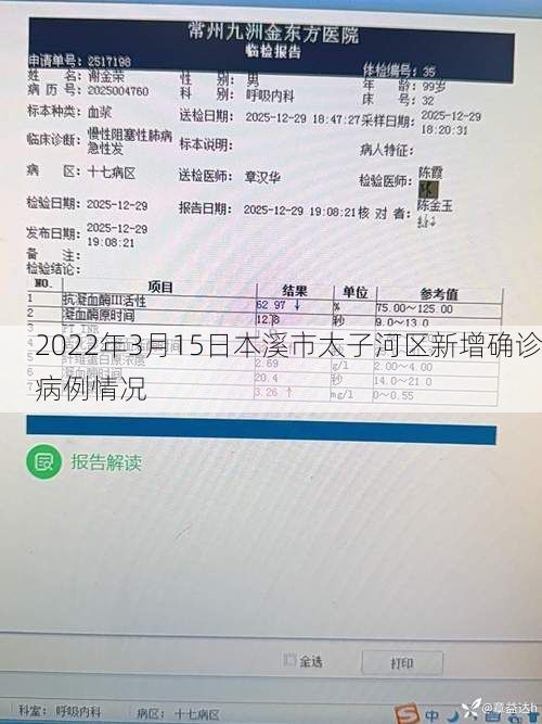 2022年3月15日本溪市太子河区新增确诊病例情况