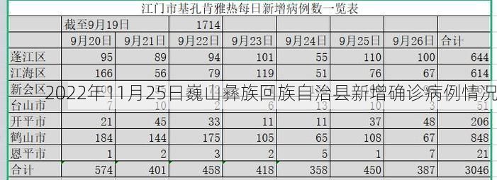 2022年11月25日巍山彝族回族自治县新增确诊病例情况
