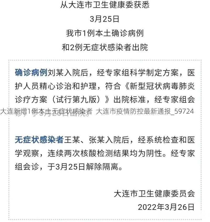 大连新增1例本土无症状感染者  大连市疫情防控最新通报_59724