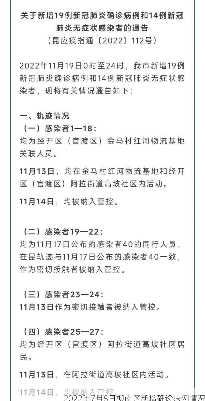 2022年7月8日柳南区新增确诊病例情况